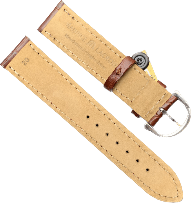 Maurice Lacroix 20 mm Croco Kroko BROWN Strap with Chrome Buckle
