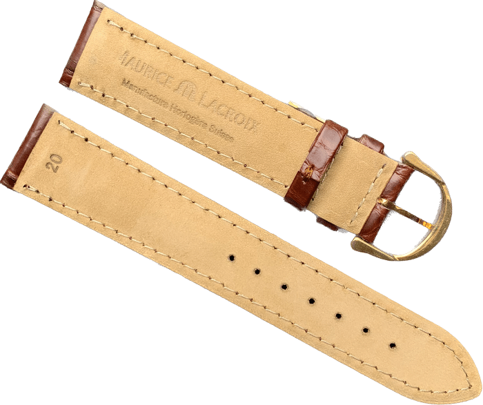Maurice Lacroix 20 mm Croco Kroko BROWN Strap with Gold Buckle