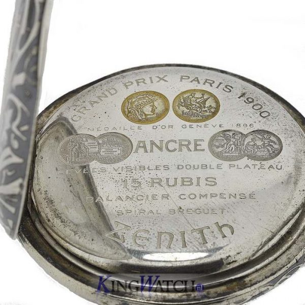 Zenith Taschenuhr Niello Silver Case – Bild 3